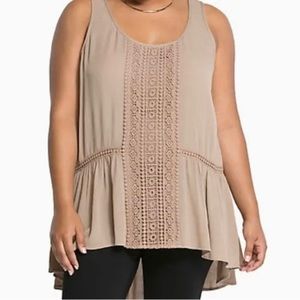 Torrid Beige Crochet Accent Tank Top